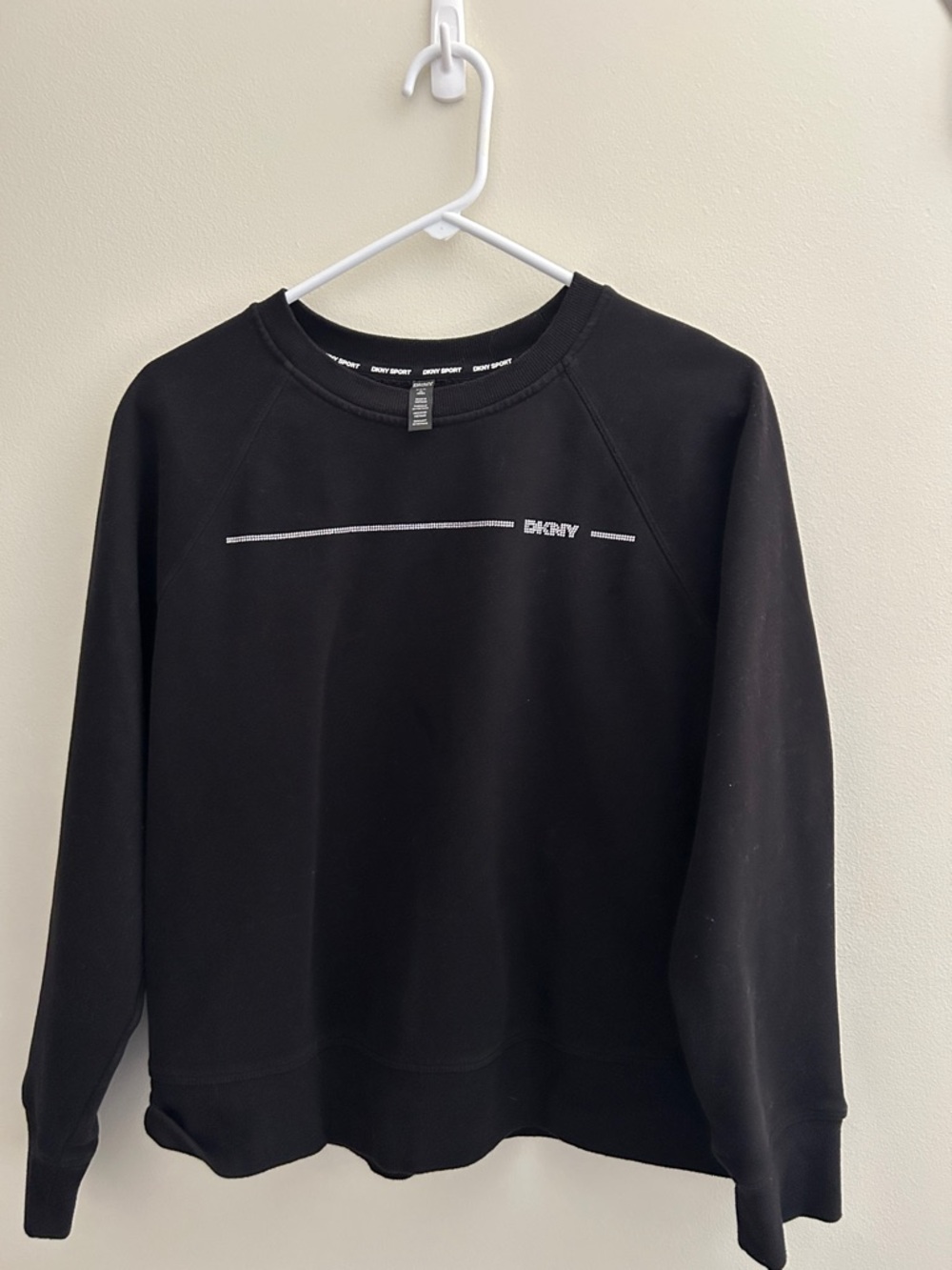 DKNY Black Sweatshirt with Reflective Logo Detail